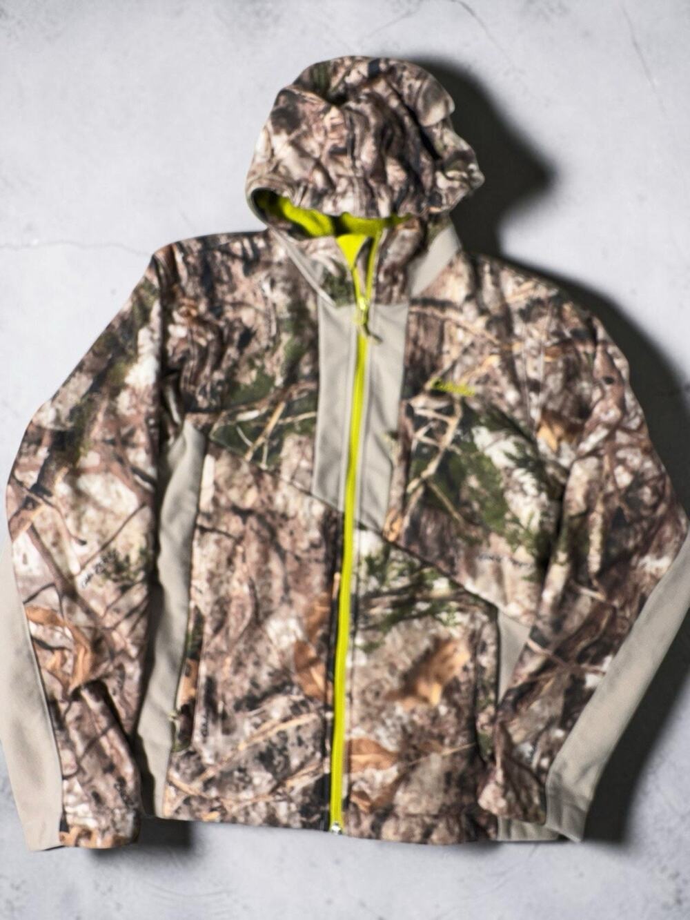 Cabelas Zonz Woodland Camo Jacket Youth Large Hunting Outdoor Hooded Full Zip